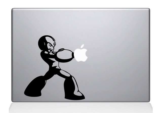 Stickman Fishing on Glowing Apple MacBook Decal / Stick Figure