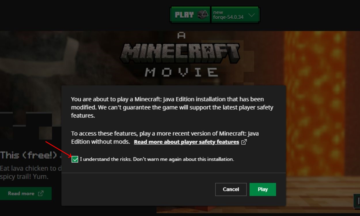 Minecraft Launcher Checkbox