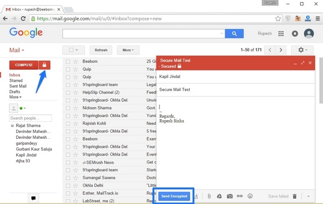 secure encrypted email for gmail