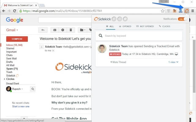 Sidekick Gmail extension