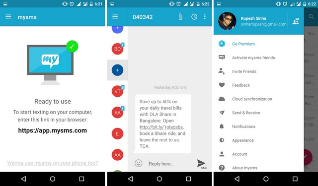 mySMS Android app