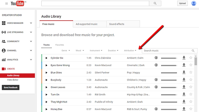 youtube free audio library download