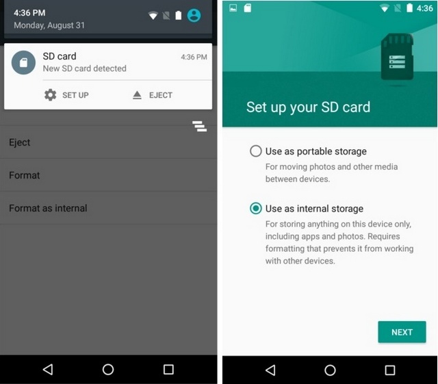 Android 6.0 Marshmallow Adoptable Storage
