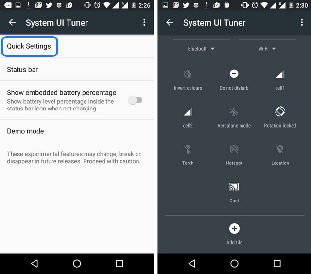 Android 6.0 Marshmallow Edit Toggles