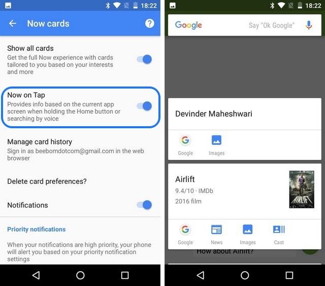 Android 6.0 Marshmallow Now on Tap