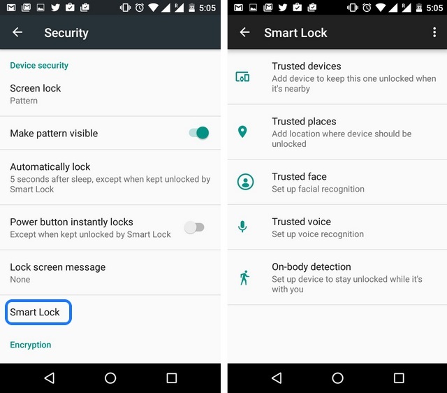 Android 6.0 Marshmallow Smart Lock