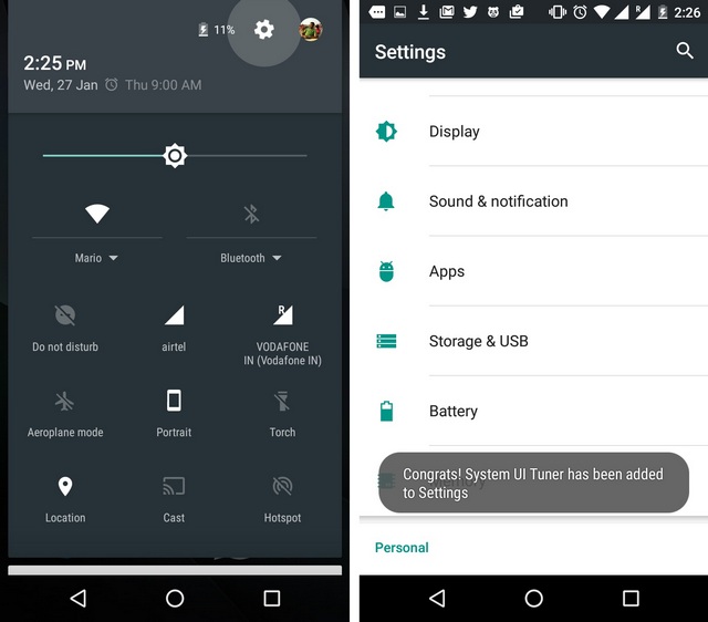 Android 6.0 Marshmallow System UI Tuner