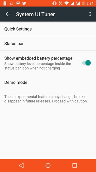 Android 6.0 Marshmallow battery percentage