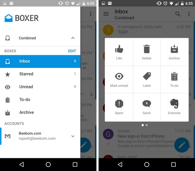 Boxer email app