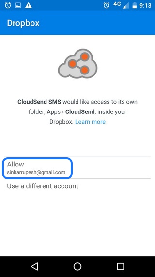 CloudSend Dropbox Permission