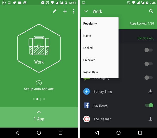 Hexlock Android app user interface