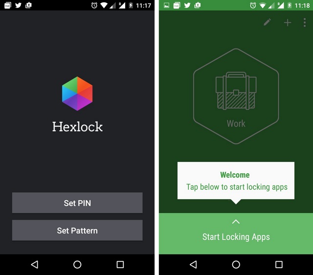 Hexlocker Android app startup