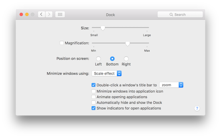 Visual Effects Dock