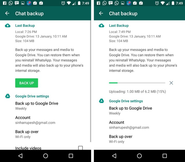 WhatsApp Tricks Google Drive backup