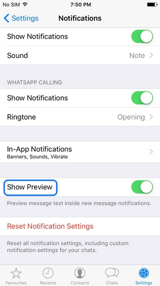 WhatsApp tricks disable preview iPhone