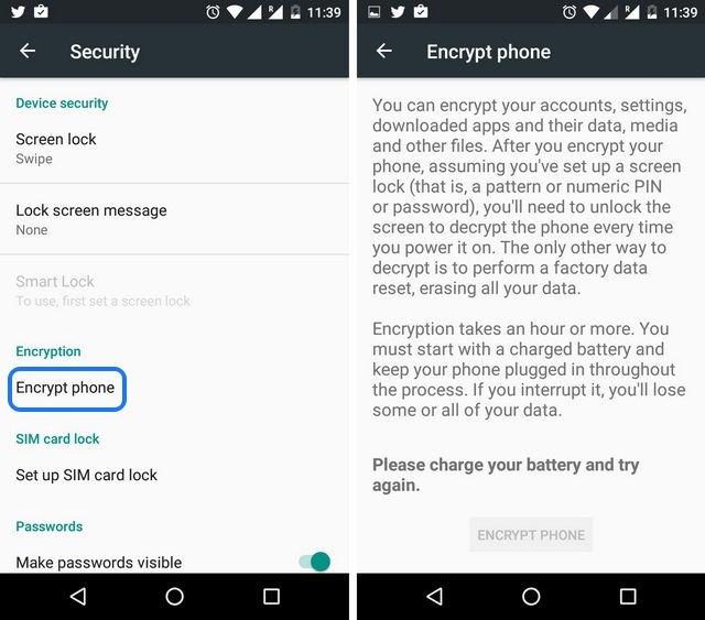 Android security tips encrypt phone