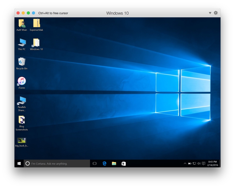 Parallels - Windows Running