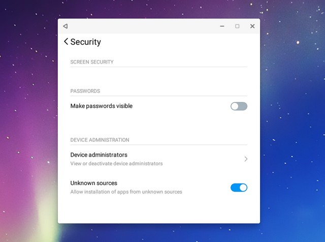 Remix OS security settings