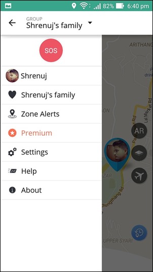 family locator sygic menu