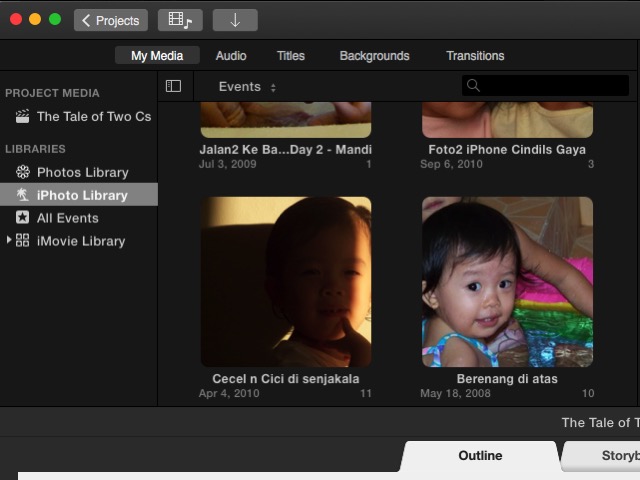 iMovie - choosing source