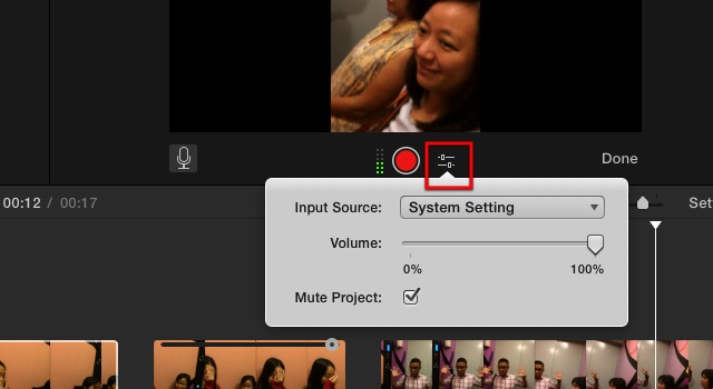 iMovie - voice over settings