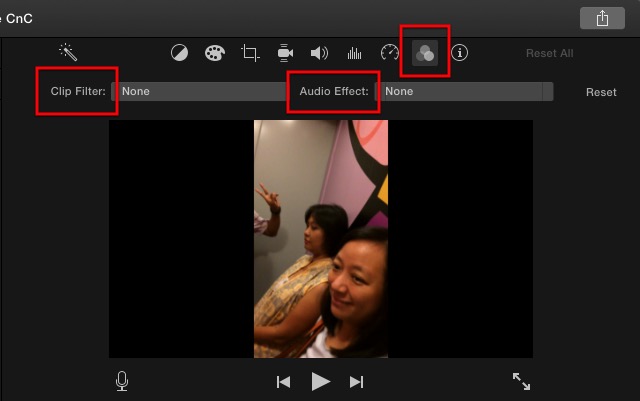 imovie - clip filter and audio effects