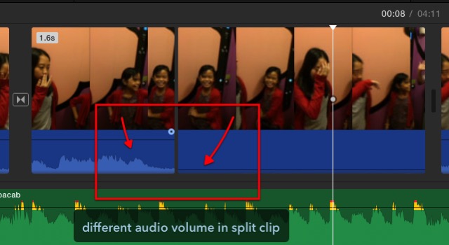 imovie - split clip audio