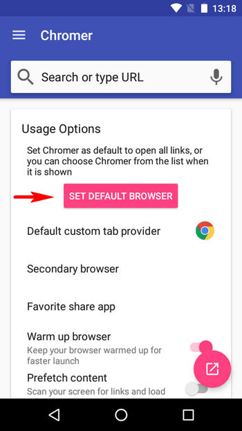 set chromer as default in app