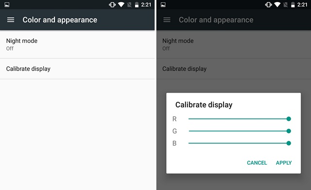 Android N Calibrate display