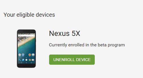Android N Developer Preview Unenroll