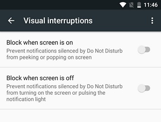 Android N Do not disturb visual interruptions
