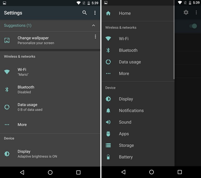 Android N Settings Page