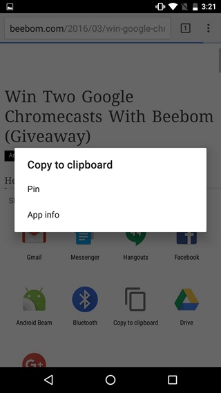 Android N Tricks pin apps in share menu
