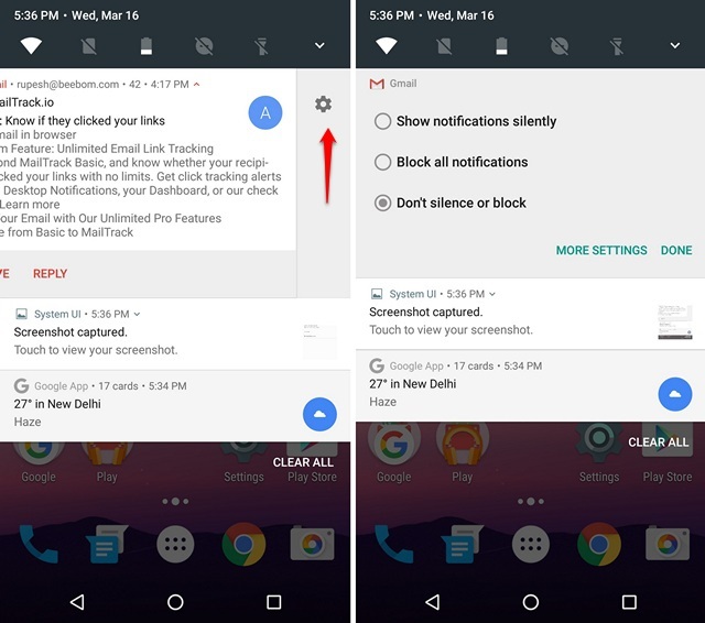 Android N block app notifications