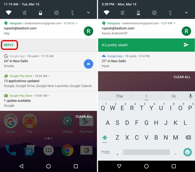 Android N notification changes