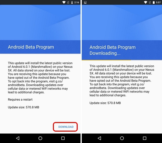 Android N to Android 6.0