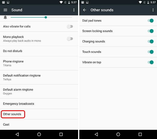 Android N tricks disable sounds