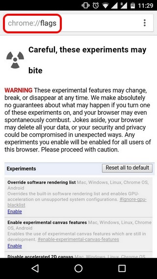 Chrome Flags Android
