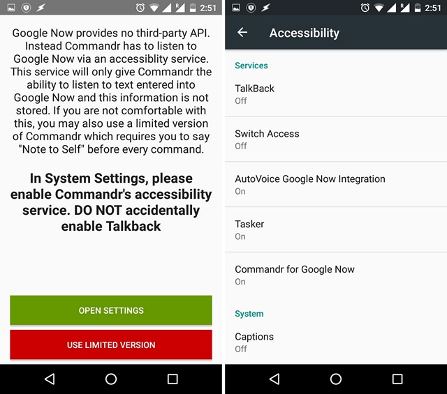 Commandr Accessibility access
