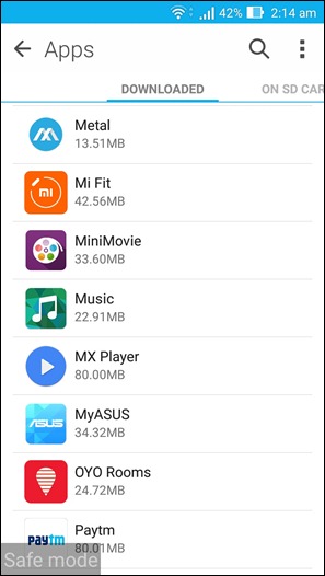 Downaloaded apps list