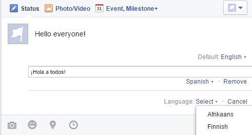 Facebook Pages post in multiple languages