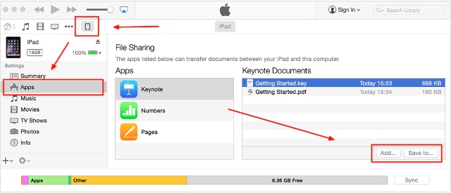 Moving Files -bb- iTunes File Sharing