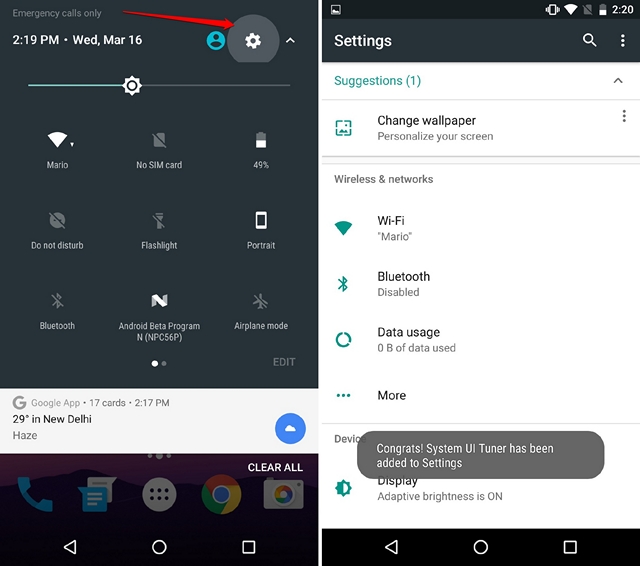 System UI Tuner Android N