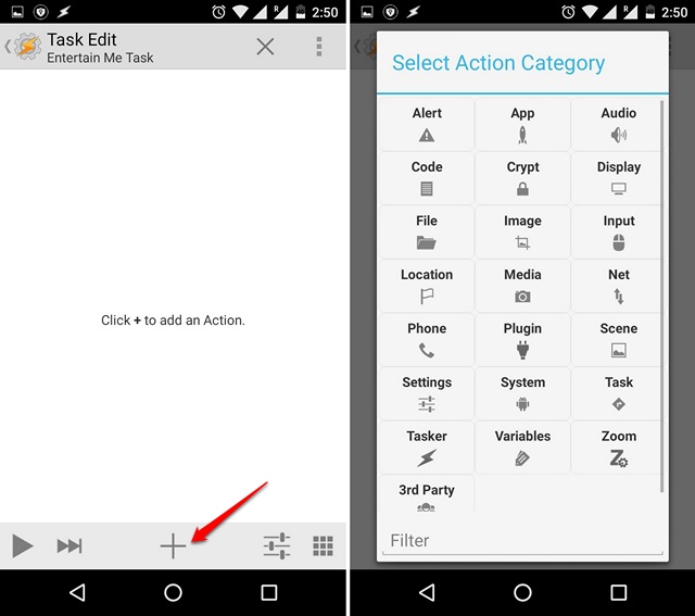 Tasker select task action