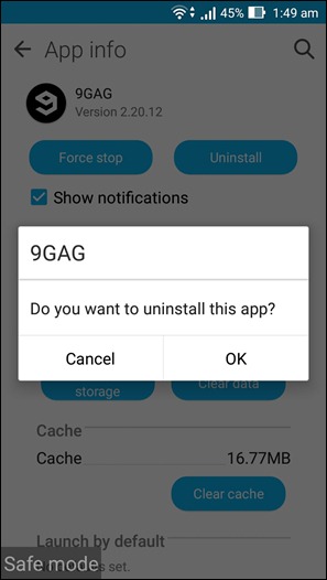 Uninstall app