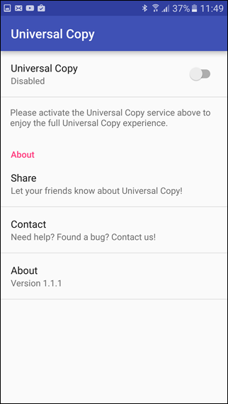 enable universal copy settings