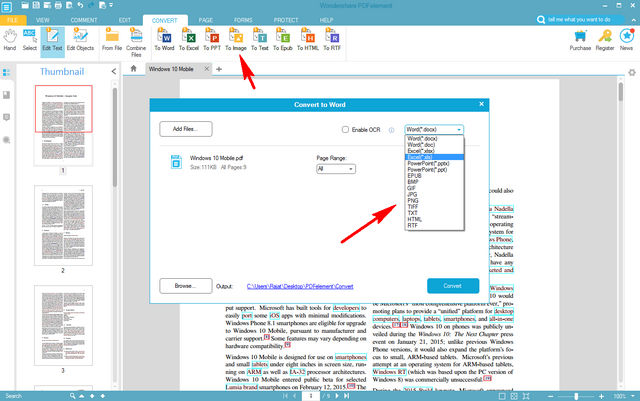 wondershare pdfelement conversion