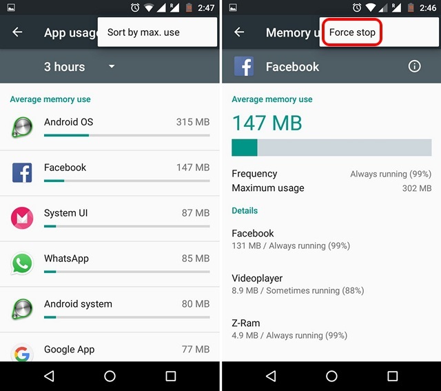 Android Memory Details