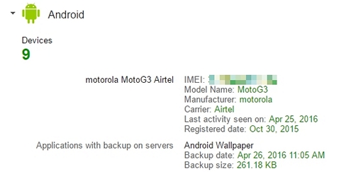 IMEI Number Google Dashboard