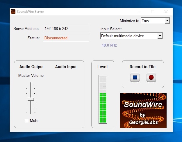 SoundWire Server Windows-Softwaremusik wird abgespielt